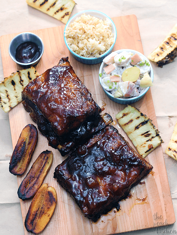 Hawaiian Barbecue Ribs + Apple Potato Salad + Dirty Rice