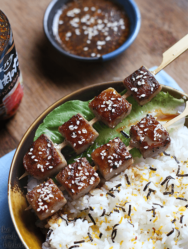 Pan-Grilled Saikoro Steak on Furikake Rice