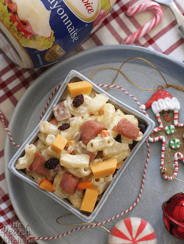 Christmas Ham and Queso De Bola Macaroni Salad