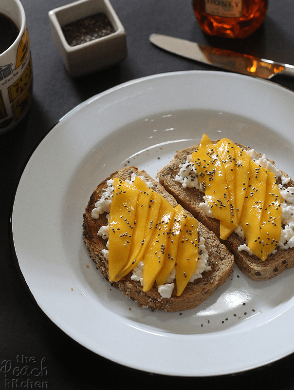 Cottage Cheese, Mango, and Honey Toast