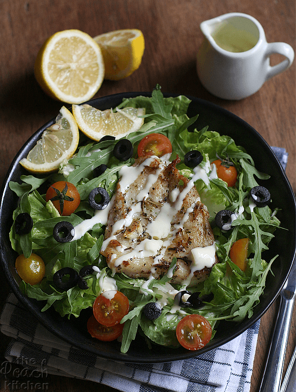 Fish Souvlaki Salad