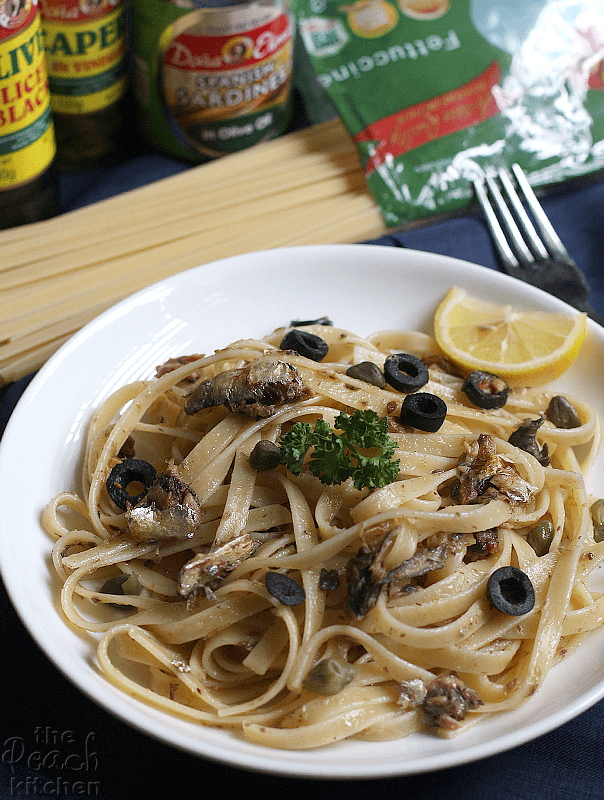 Spanish Sardines, Black Olives, & Capers Fettuccine