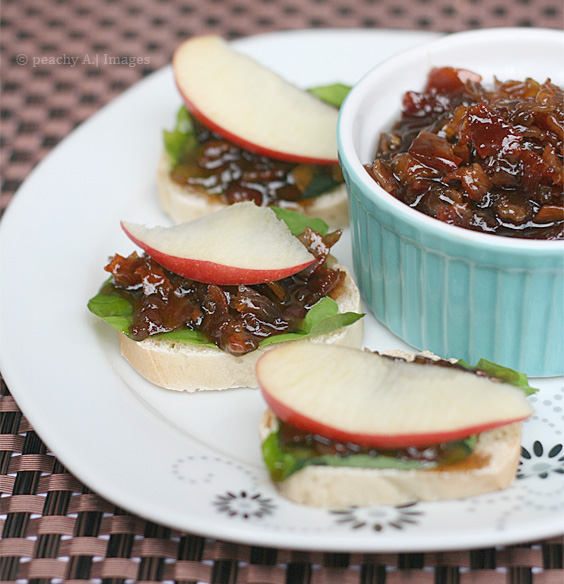 Bacon Jam Crostini with Arugula and Apple