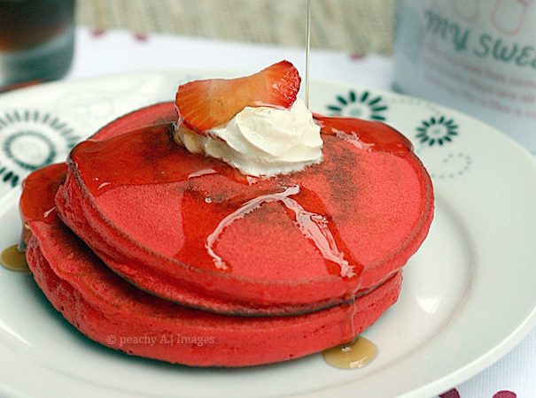 Valentine Breakfast: Red Velvet Pancake | www.thepeachkitchen.com