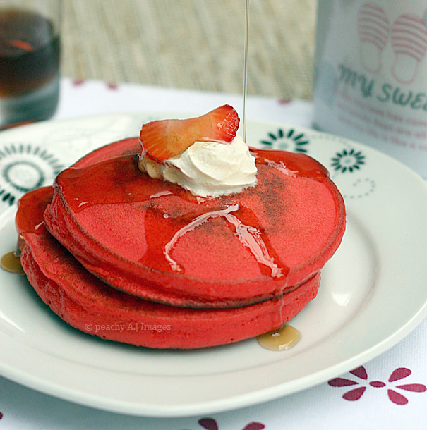 Valentine Breakfast: Red Velvet Pancake | www.thepeachkitchen.com