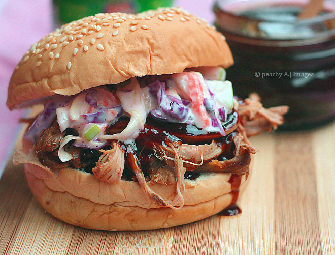 Pulled Pork Sandwich with Apple Coleslaw | www.thepeachkitchen.com
