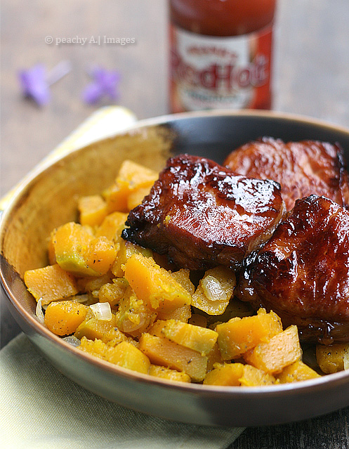 Maple Glazed Porkloin & Pumpkin Hash with Sage | www.thepeachkitchen.com