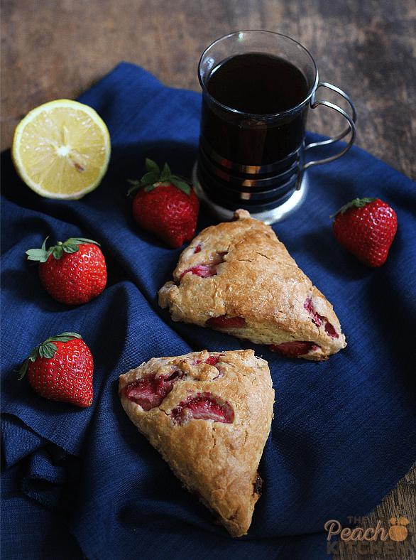 Strawberry Scones with Lemon Glaze