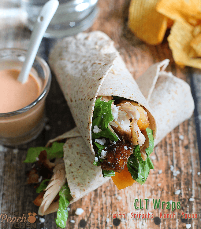 Roasted Chicken Wraps with Sriracha Ranch Sauce