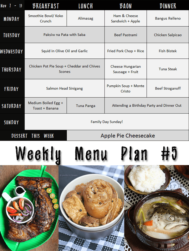 Weekly Menu Plan #5