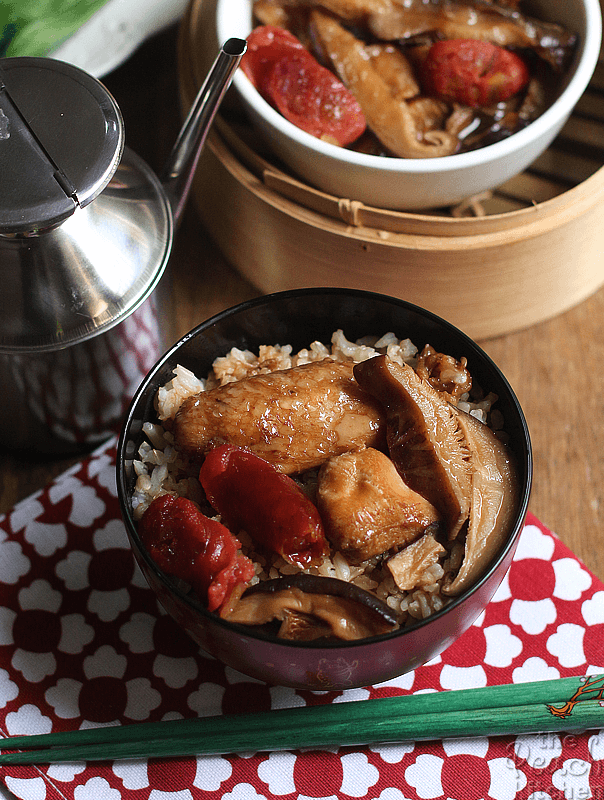 Steamed Chicken with Chinese Sausage & Mushroom - The Peach Kitchen