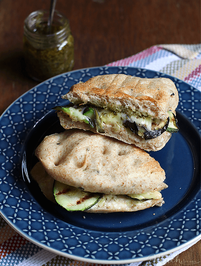 Grilled Eggplant and Zucchini Sandwich