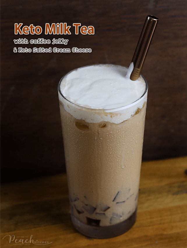 Keto Milk Tea with Coffee Jelly and Salted Cream Cheese