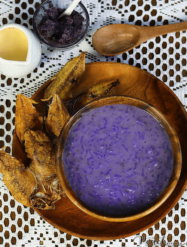 Ube Champorado + Crispy Danggit