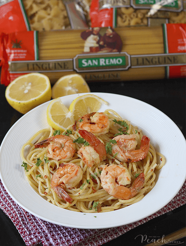 Shrimp Scampi Spaghetti - The Peach Kitchen