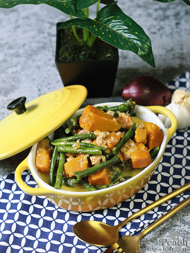 Ginataang Sitaw at Kalabasa with Ground Pork